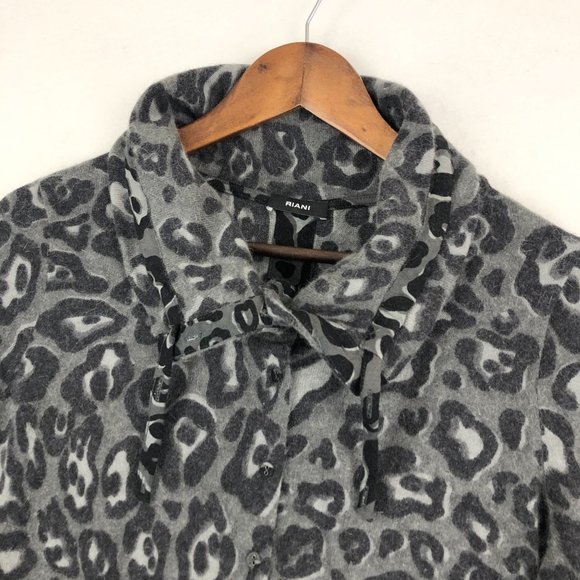 Riani Women's Size 12 Grey Animal Print Angora Blend Sweater Knit Long Sleeve - Picture 2 of 15